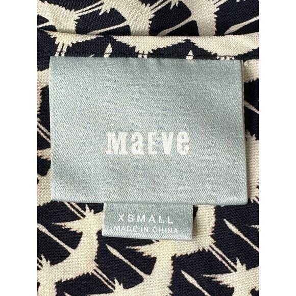 Maeve Anthropologie Top Womens XS Selva Dropwaist Pleated Tunic Geometric Birds - Picture 6 of 8